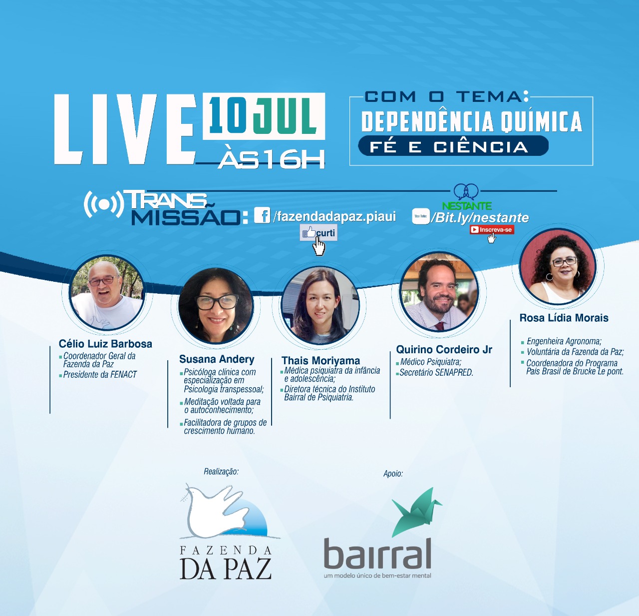 Fazenda da Paz vai realizar live sobre Dependência Química