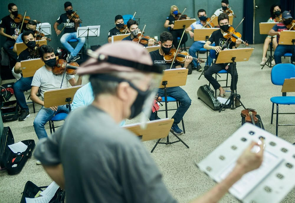 Orquestra Sinfônica de Teresina faz ensaio com distanciamento social